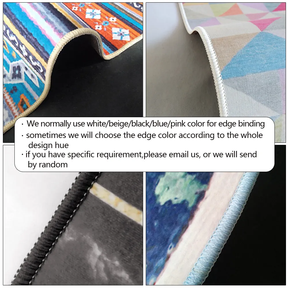 Black bedroom bedside carpet with anti-skid plastic point outsole and felt interior, available in multiple sizes