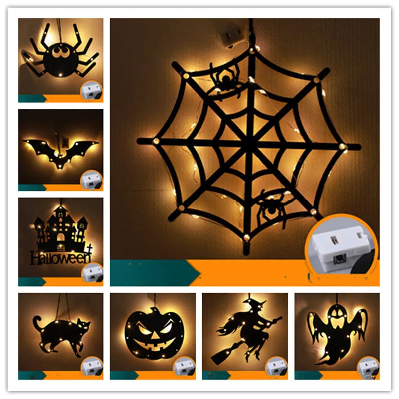 Halloween LED decorative light with luminescent spider design in abstract style for indoor use