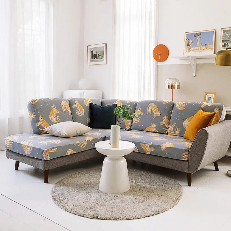 Universal stretch sofa set cover with non-slip thickening in plant flower pattern for single to four-seat sofas