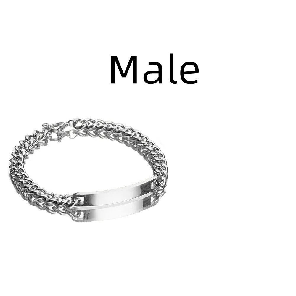 Engraved titanium steel couple bracelet with custom names in gold finish