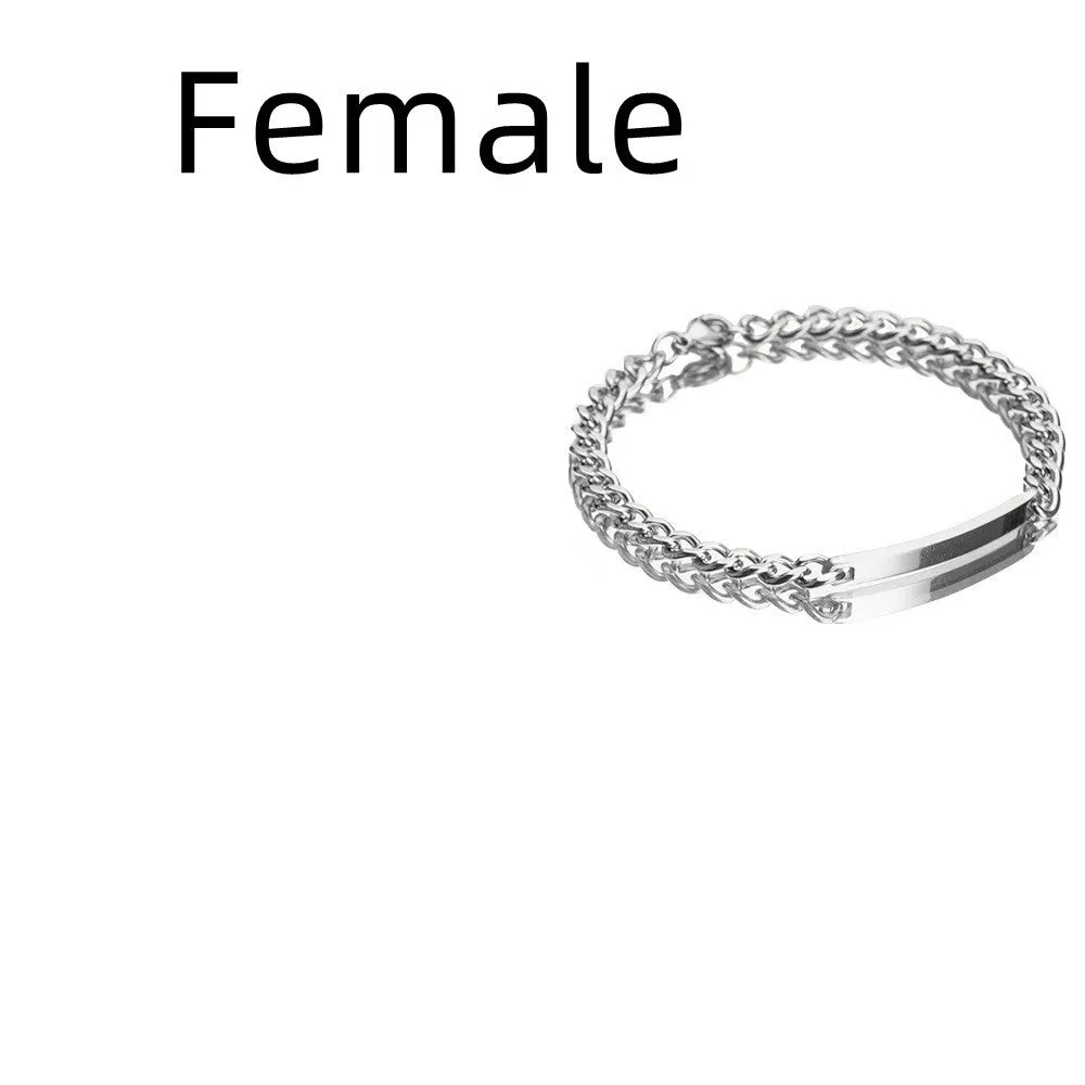 Engraved titanium steel couple bracelet with custom names in gold finish