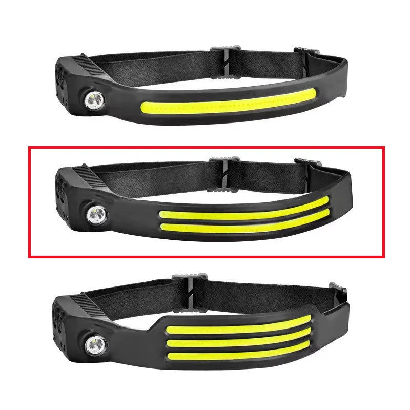 LED Induction Riding Headlamp 30W USB rechargeable waterproof camping headlight with silicone band and dual light