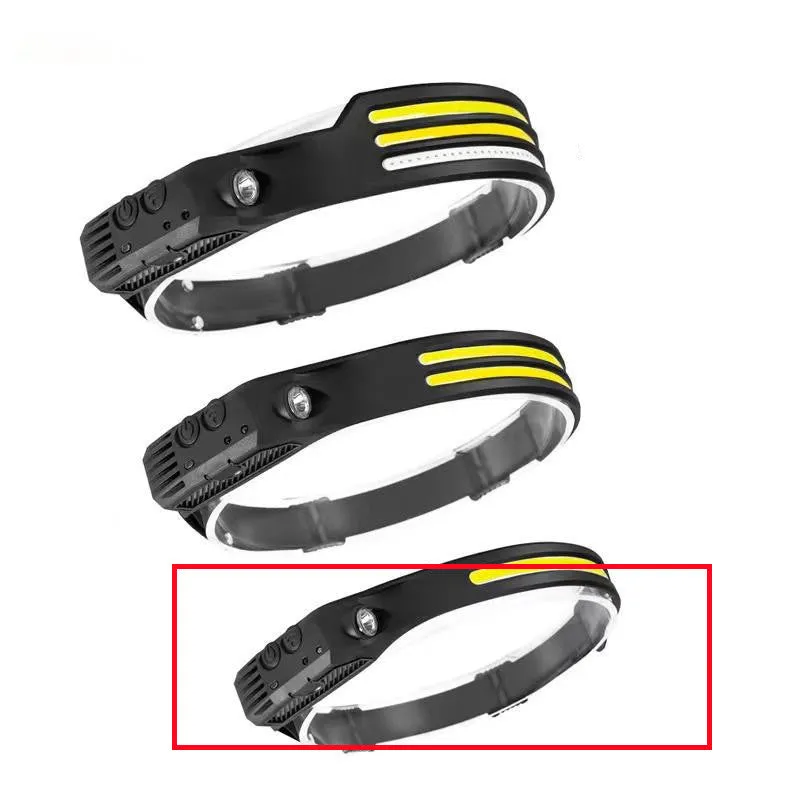 LED Induction Riding Headlamp 30W USB rechargeable waterproof camping headlight with silicone band and dual light