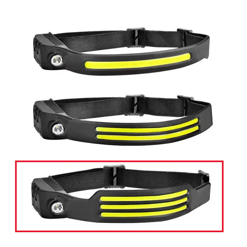 LED Induction Riding Headlamp 30W USB rechargeable waterproof camping headlight with silicone band and dual light