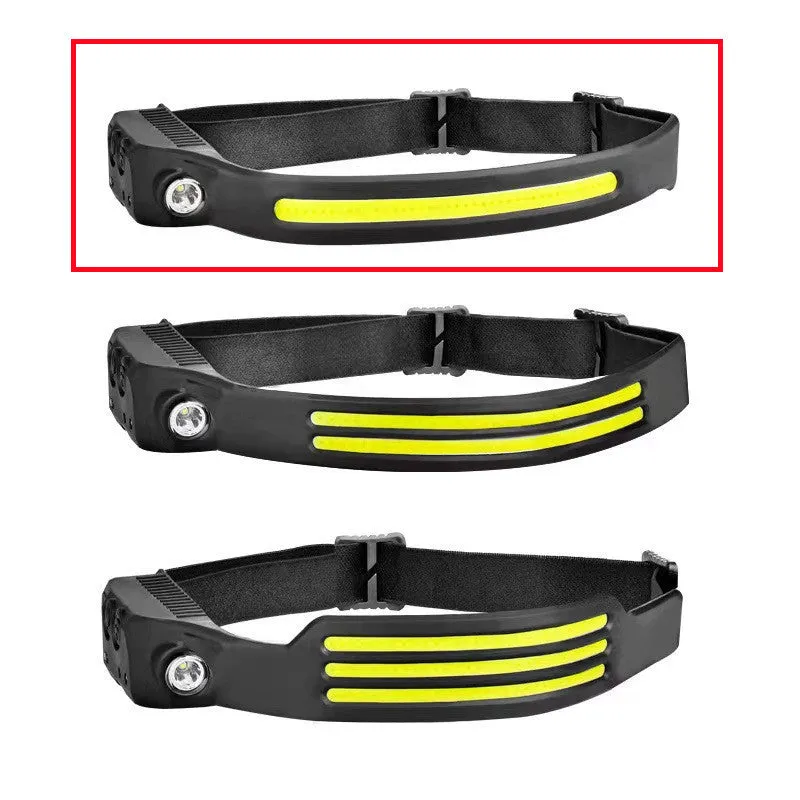 LED Induction Riding Headlamp 30W USB rechargeable waterproof camping headlight with silicone band and dual light