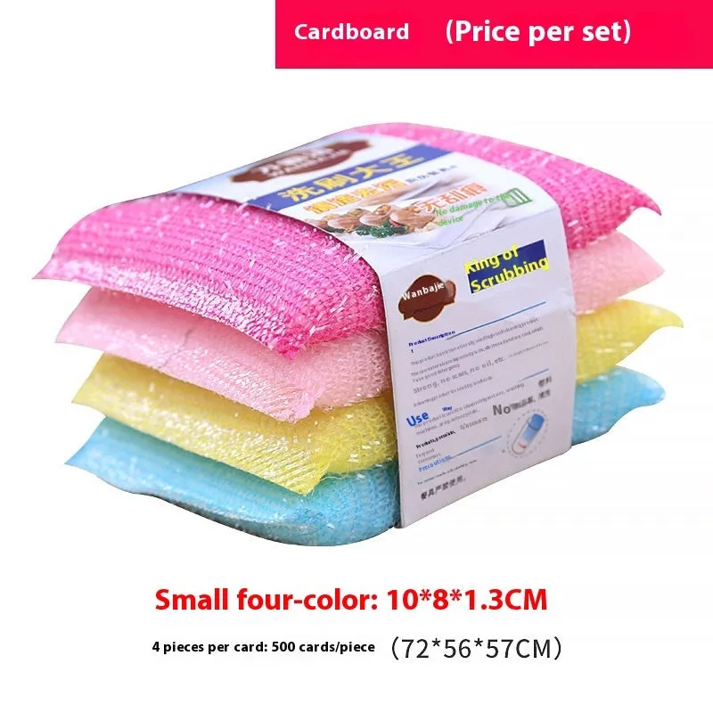 Pinstripe fabric dishwashing sponge mop in macaron colours showing sponge, plastic and silk thread construction