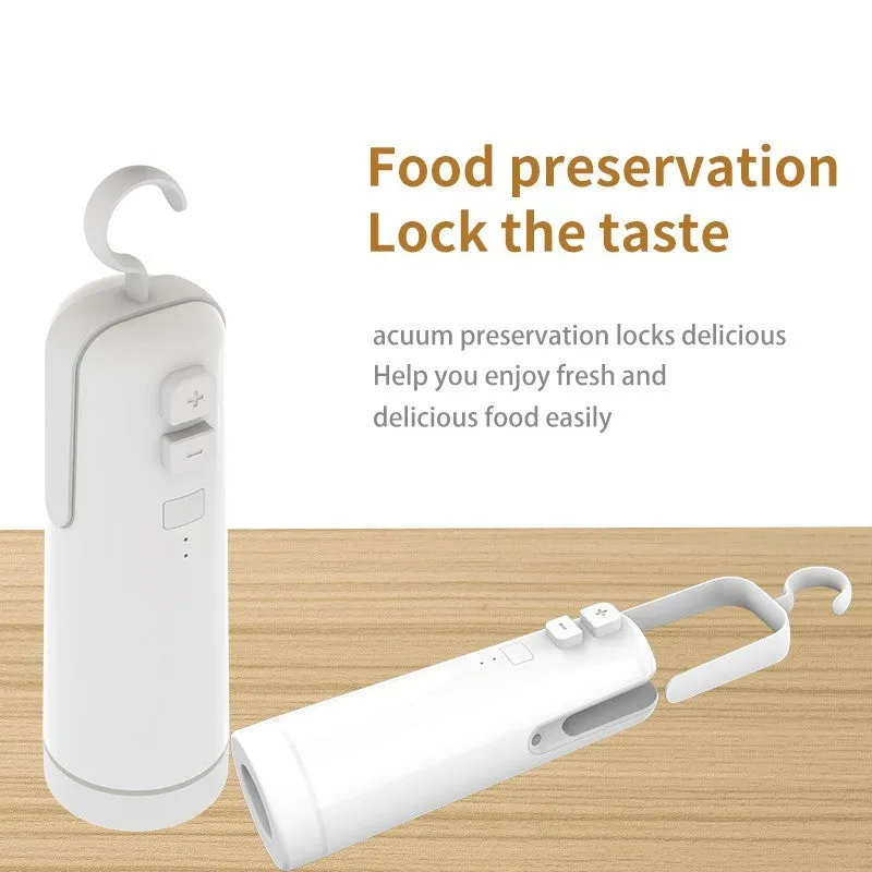 4-in-1 portable electric vacuum sealer with USB rechargeable battery, heat sealer, and inflatable pump for kitchen storage bags
