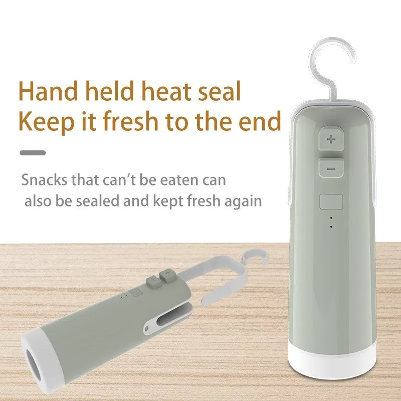 4-in-1 portable electric vacuum sealer with USB rechargeable battery, heat sealer, and inflatable pump for kitchen storage bags