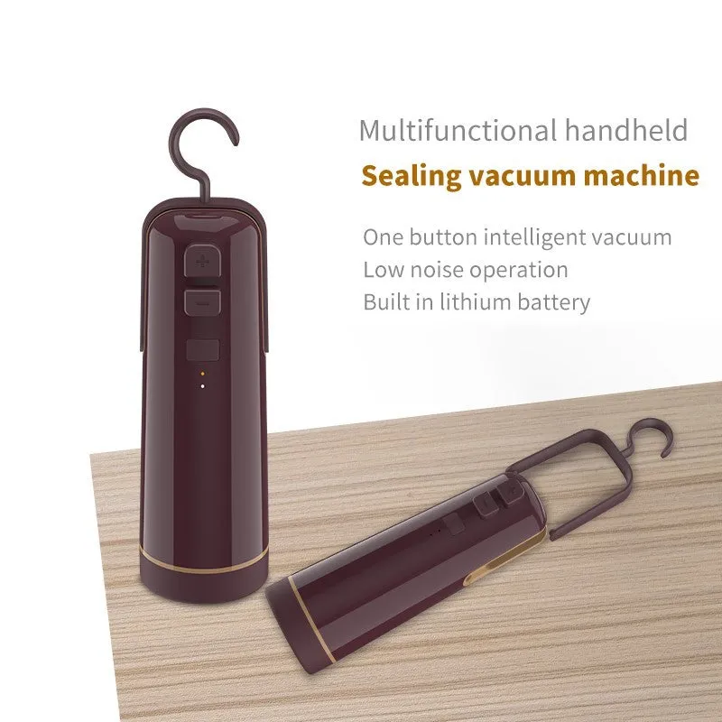 4-in-1 portable electric vacuum sealer with USB rechargeable battery, heat sealer, and inflatable pump for kitchen storage bags