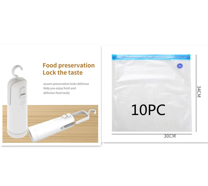 4-in-1 portable electric vacuum sealer with USB rechargeable battery, heat sealer, and inflatable pump for kitchen storage bags