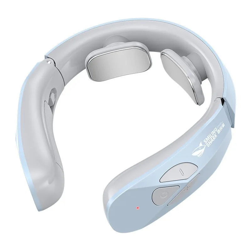 Electric neck massager EMS pulse rechargeable USB cervical traction therapy with heating function in Lake Blue B
