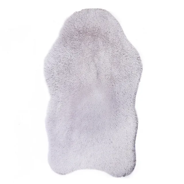Beige pet dog plush mat on floor with soft 4cm plush surface