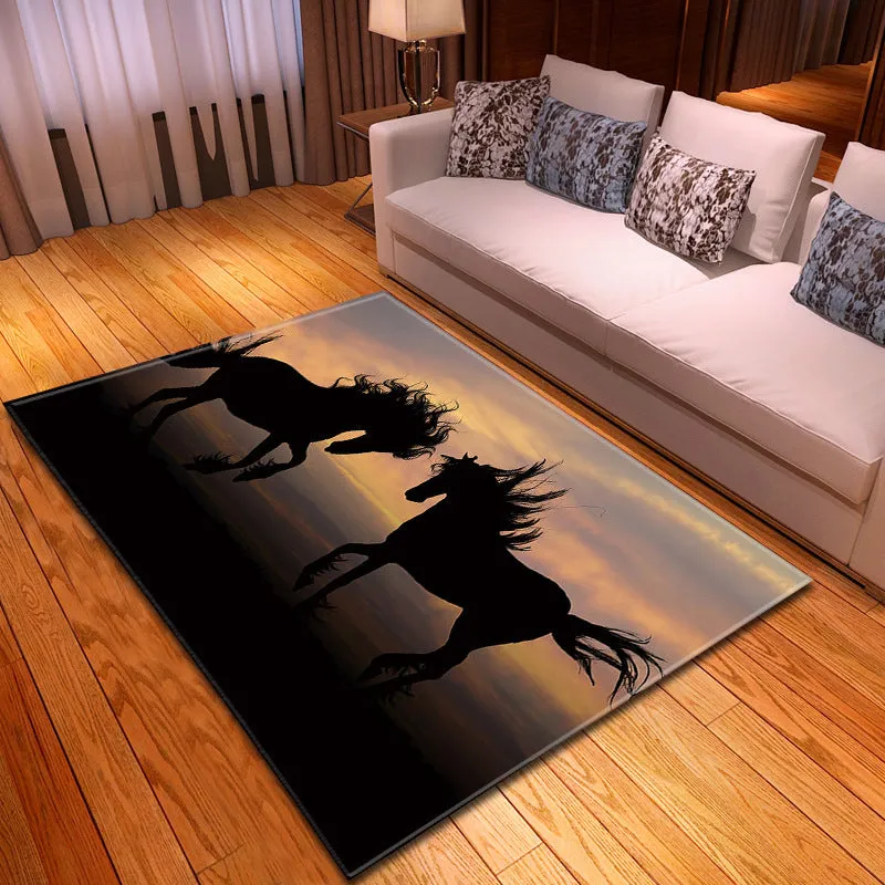 Rectangular 100x150cm polyester fibre household animal rug with cartoon anime pattern, machine washable