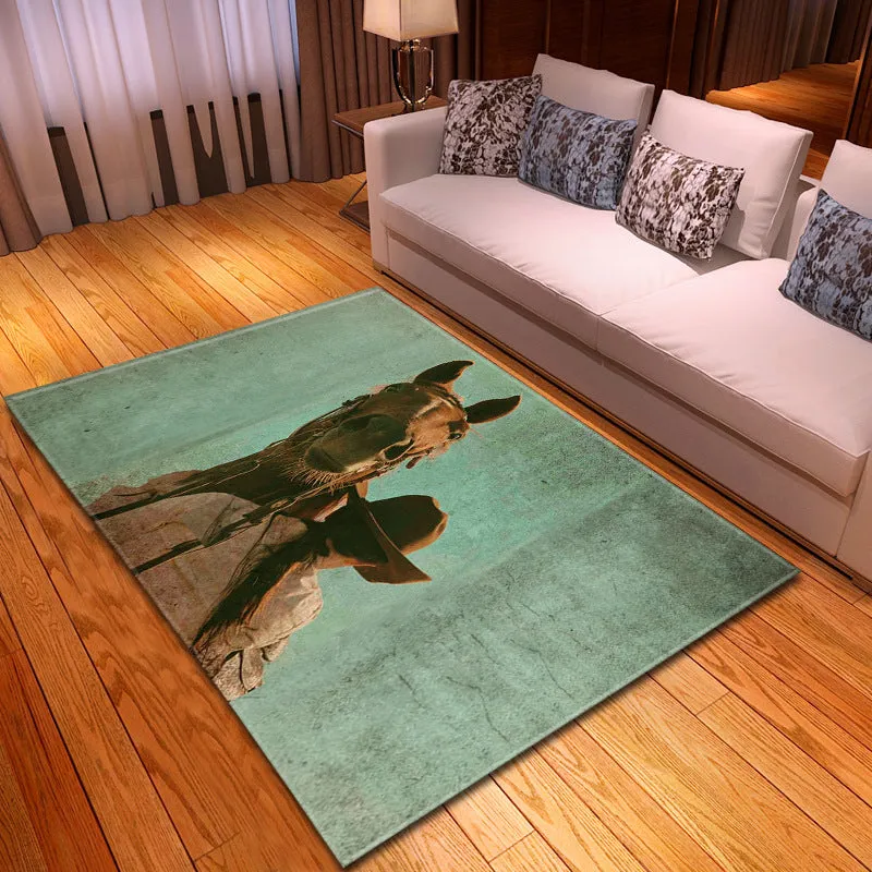 Rectangular 100x150cm polyester fibre household animal rug with cartoon anime pattern, machine washable
