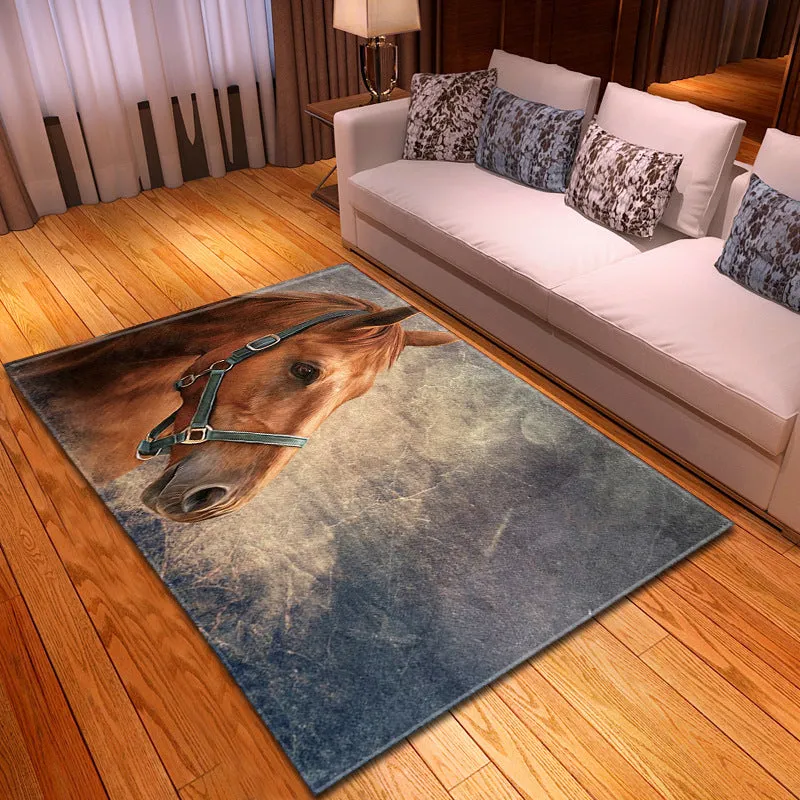 Rectangular 100x150cm polyester fibre household animal rug with cartoon anime pattern, machine washable