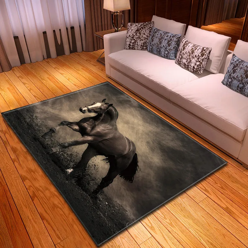 Rectangular 100x150cm polyester fibre household animal rug with cartoon anime pattern, machine washable