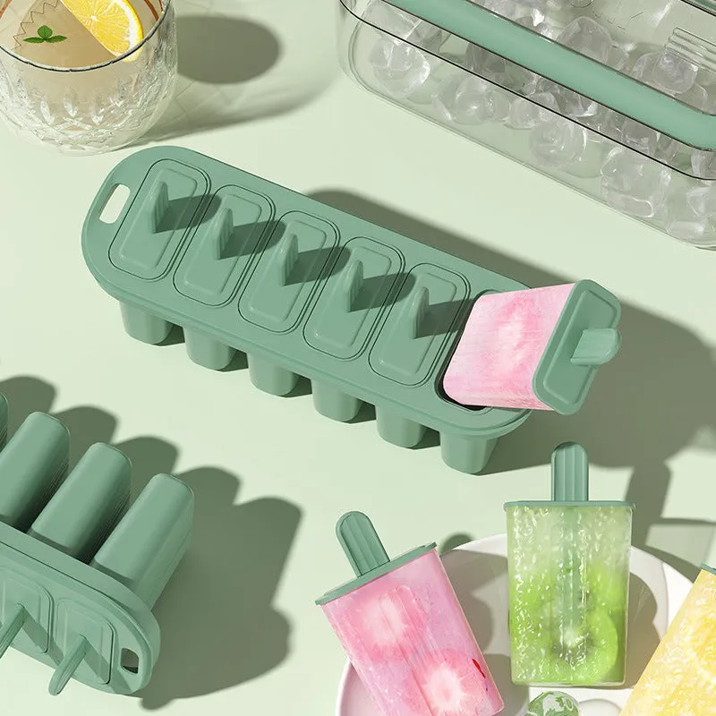 Portable popsicle mold in beige, PP PET material, 23.4x7.7x12cm, for DIY homemade ice cream