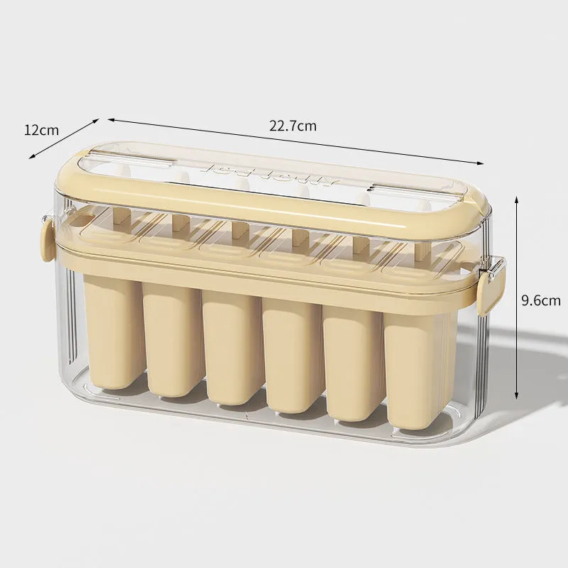 Portable popsicle mold in beige, PP PET material, 23.4x7.7x12cm, for DIY homemade ice cream