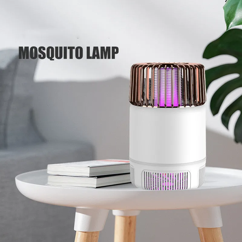 Electric mosquito killer lamp in black with USB power cord, photocatalyst technology, and LED trap light, 12x12x19.5cm