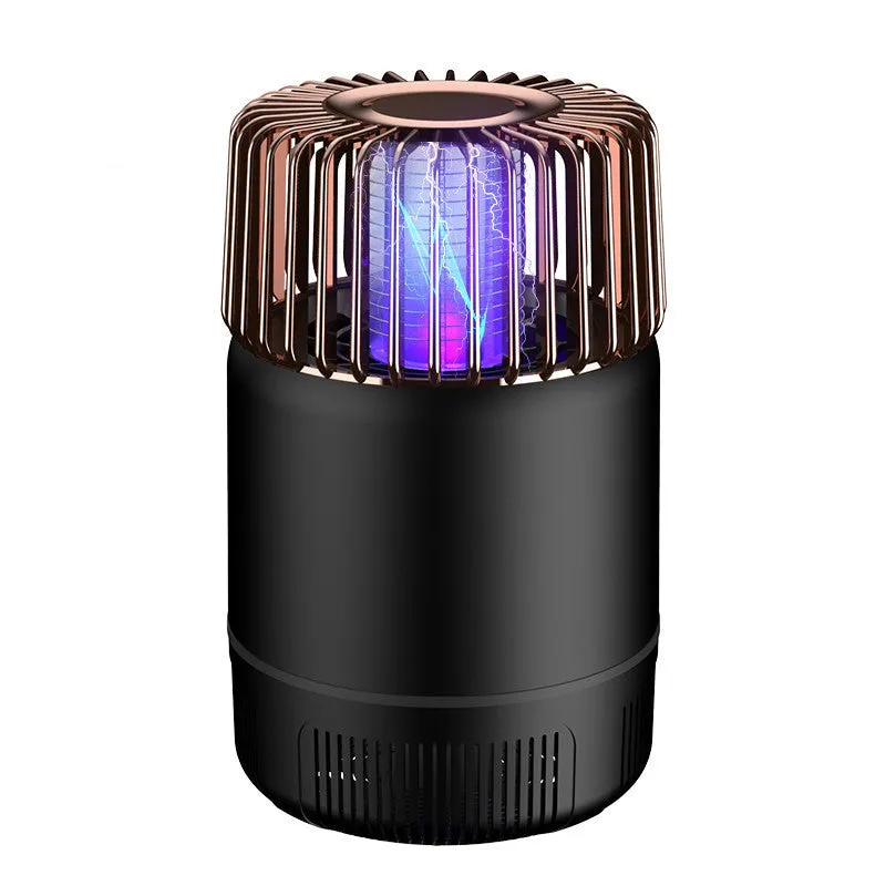 Electric mosquito killer lamp in black with USB power cord, photocatalyst technology, and LED trap light, 12x12x19.5cm