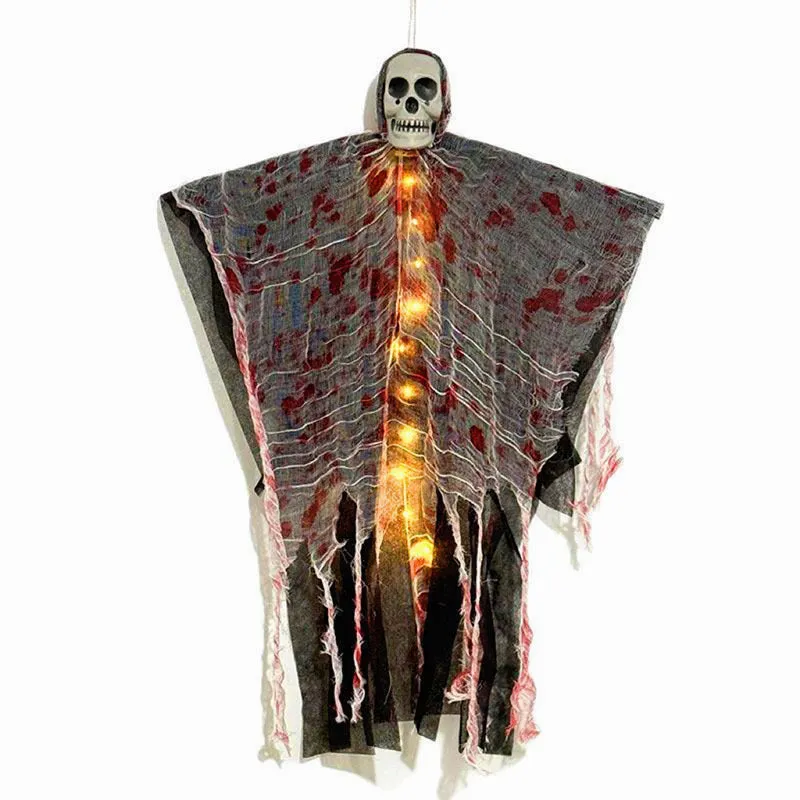Halloween luminous skull hanging ghost ornament with blood-dyed colour