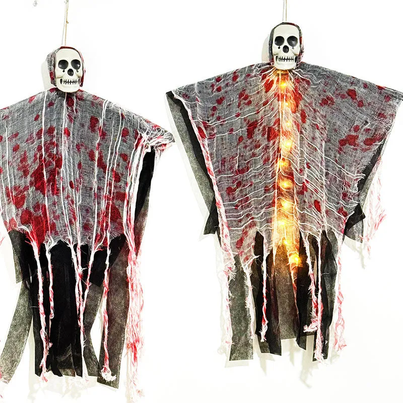 Halloween luminous skull hanging ghost ornament with blood-dyed colour