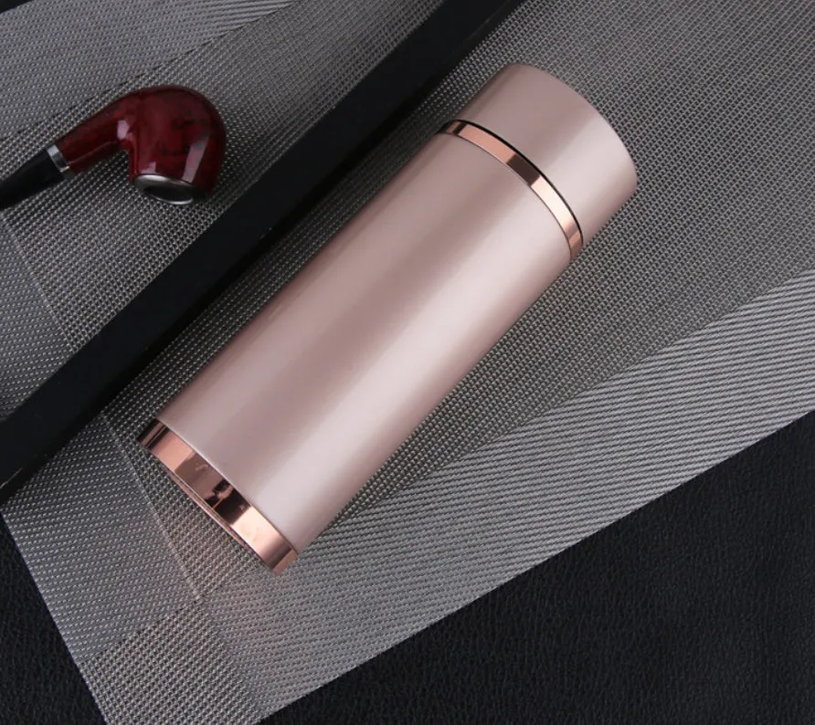 Gold 380ml stainless steel vacuum insulated thermo mug with straight cup design