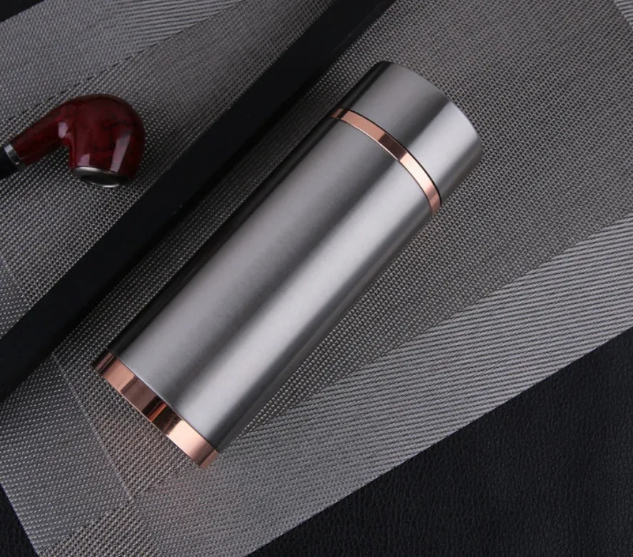 Gold 380ml stainless steel vacuum insulated thermo mug with straight cup design
