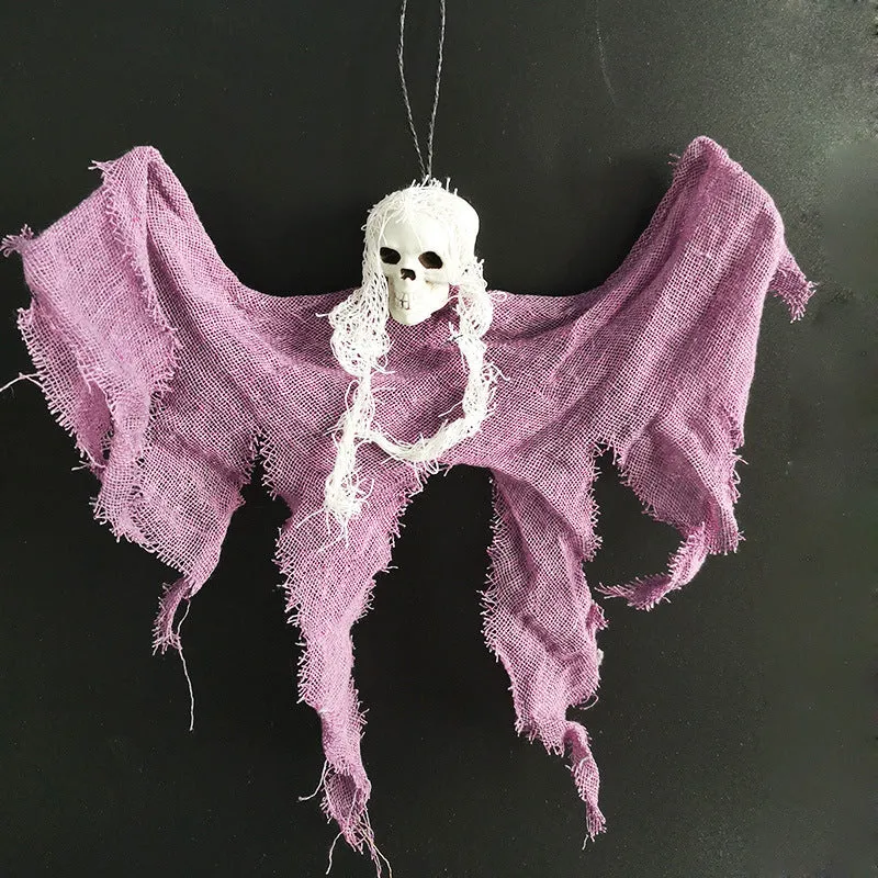 Halloween skull decoration hanging cloth corpse skull approximately 30x35cm with spooky pattern