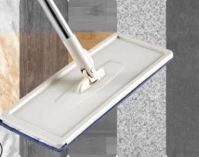 Home kitchen wooden floor lazy mop with bucket, microfiber head, and aluminium rod