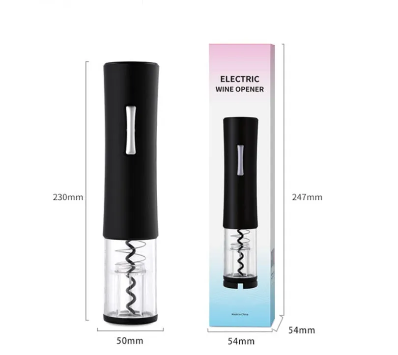 Automatic electric wine opener set with foil cutter stopper and pourer in black finish