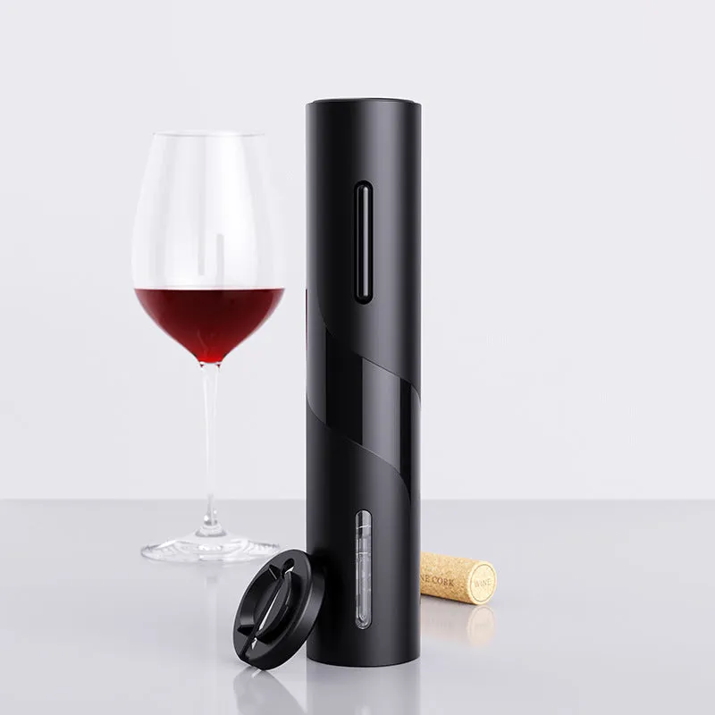 Automatic electric wine opener set with foil cutter stopper and pourer in black finish