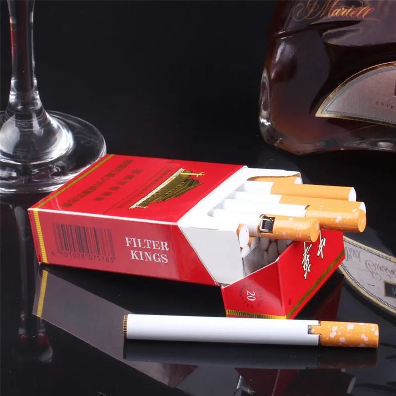 Creative mini cigarette-shaped metal lighter in 1:1 size with real cigarette, refillable kerosene design