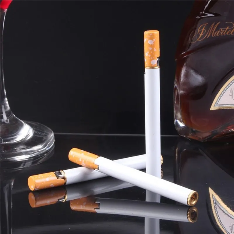 Creative mini cigarette-shaped metal lighter in 1:1 size with real cigarette, refillable kerosene design