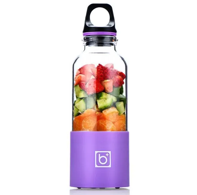 Bingo portable mini juicer 500ml USB charging blending cup in pink with food grade silicone seal