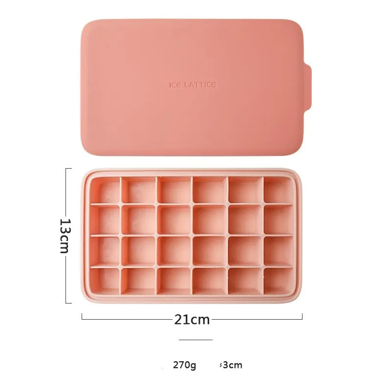 Silicone 12 cavity hexagon ice cube tray with silicone cover in blue, on a countertop
