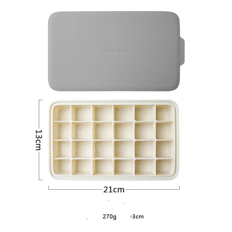 Silicone 12 cavity hexagon ice cube tray with silicone cover in blue, on a countertop