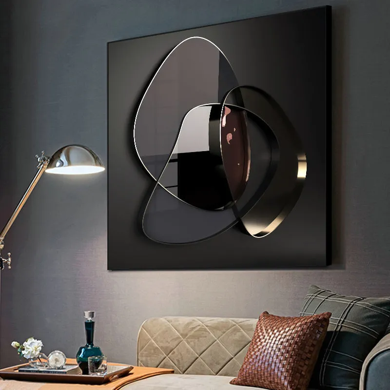 Modern abstract 3D metal wall art canvas painting frameless spray painting oil on canvas square 50x50cm