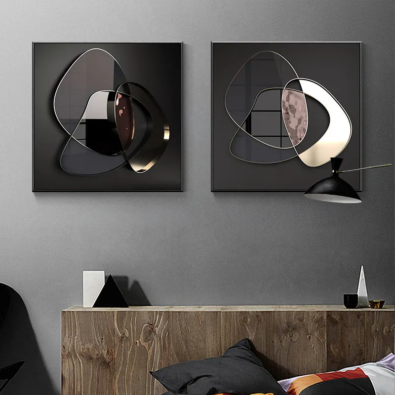 Modern abstract 3D metal wall art canvas painting frameless spray painting oil on canvas square 50x50cm
