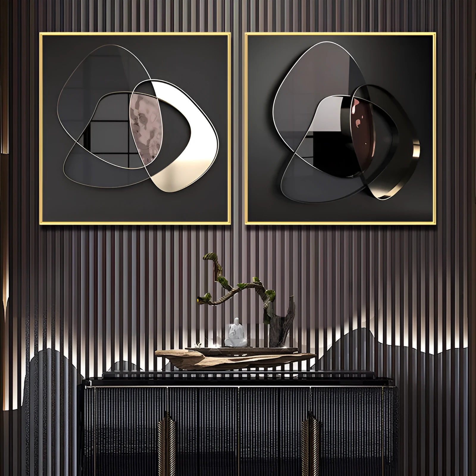 Modern abstract 3D metal wall art canvas painting frameless spray painting oil on canvas square 50x50cm