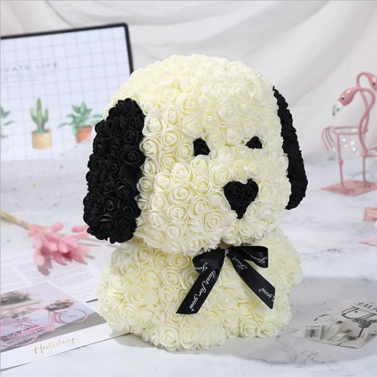Valentine's Day rose pug soap flower bouquet handmade plastic 40cm foam filling