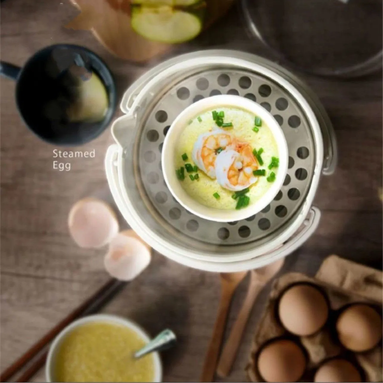 White portable folding electric cooker with food grade silicone body, 304 stainless steel liner, for 2-3 people travel camping