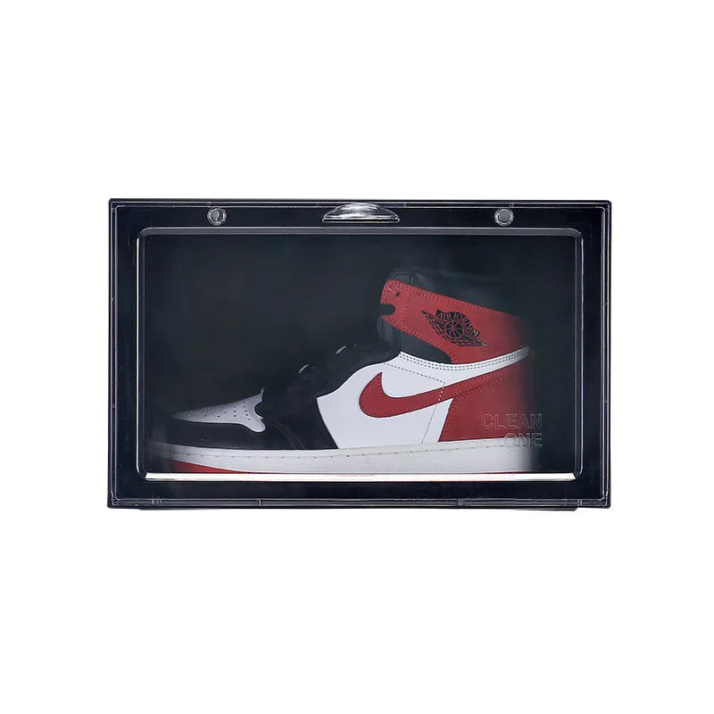 Folding PP plastic sneaker storage box, black, outer dimensions 34 x 25 x 18.2 cm, stacked shoe cabinet