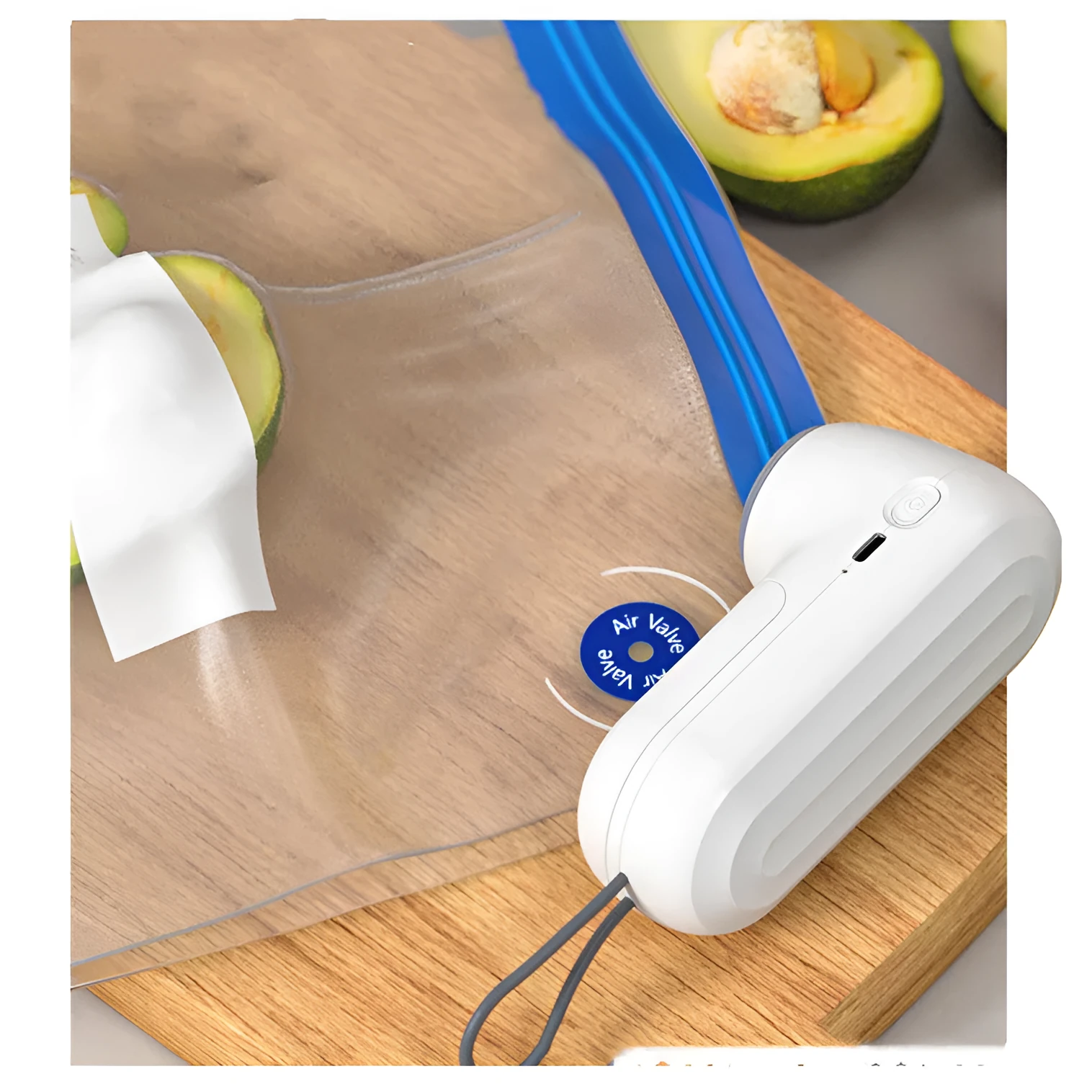 White ABS hand electric vacuum sealing machine with USB charging, compact size 54x63x132mm