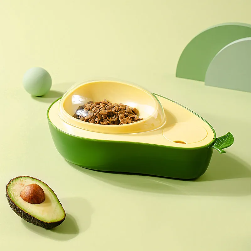 Avocado-shaped pet automatic feeder with 690ml water bottle slow feeder bowl for cats and small dogs in Moonlight Grey and Olive Green