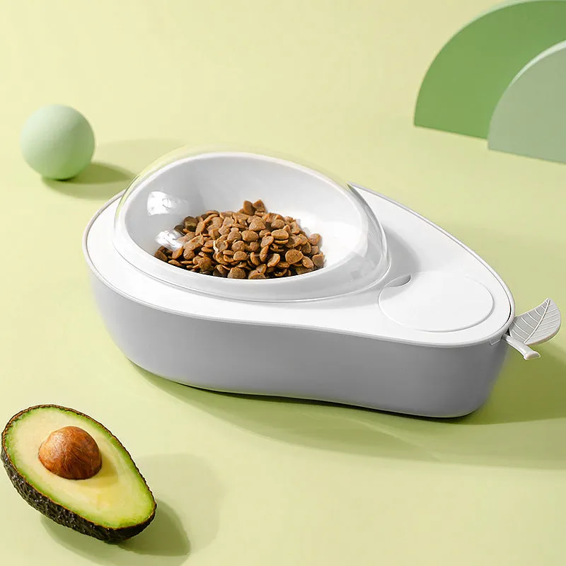 Avocado-shaped pet automatic feeder with 690ml water bottle slow feeder bowl for cats and small dogs in Moonlight Grey and Olive Green