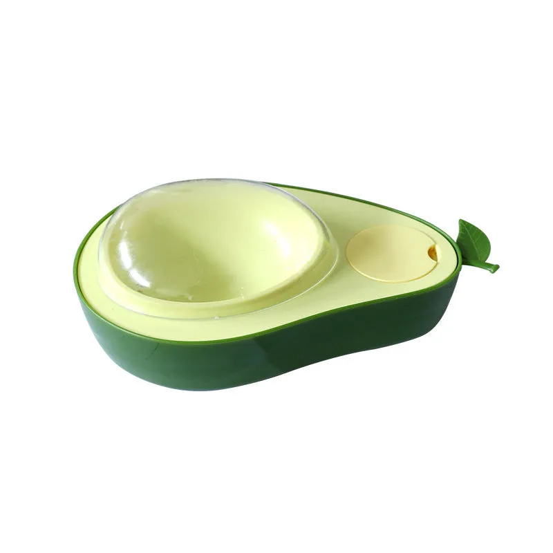 Avocado-shaped pet automatic feeder with 690ml water bottle slow feeder bowl for cats and small dogs in Moonlight Grey and Olive Green