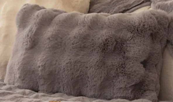 Winter thickened bubble rabbit hair sofa cushion in solid colour on a combination sofa