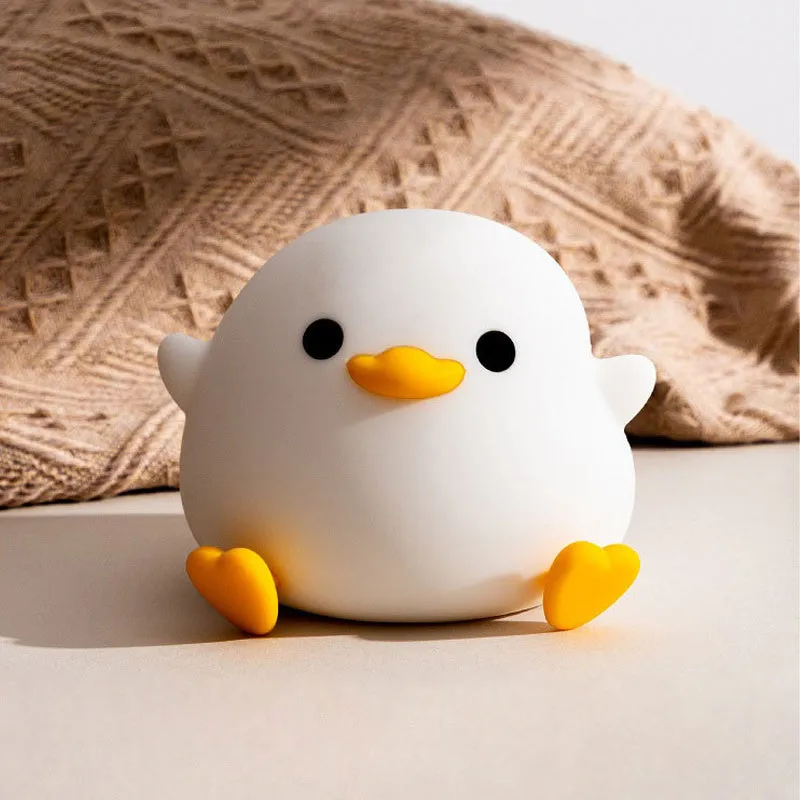 Doudou Duck silicone night light, BPA-free, squeeze to glow, 2 brightness levels, USB charging