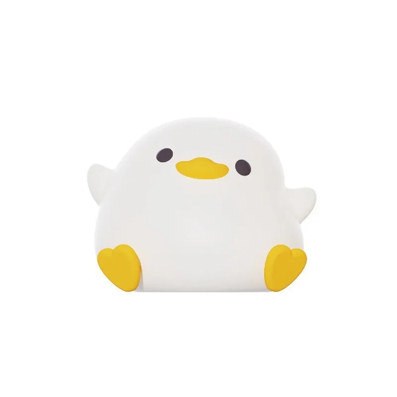 Doudou Duck silicone night light, BPA-free, squeeze to glow, 2 brightness levels, USB charging
